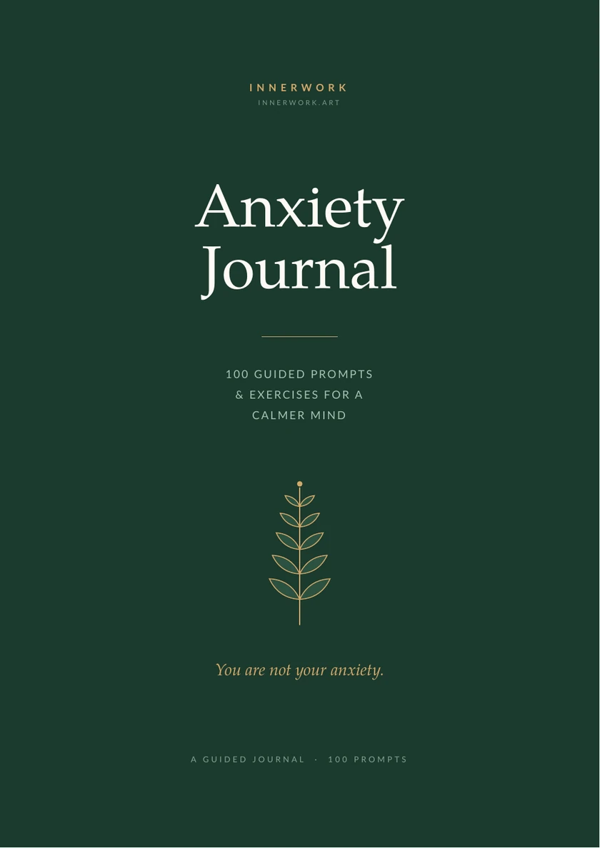 InnerWork Anxiety Journal guided workbook cover for anxiety prompts and grounding exercises